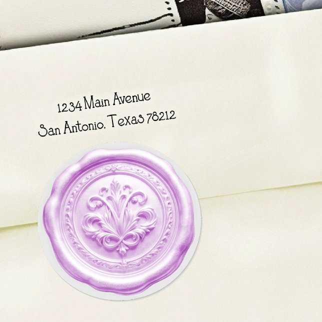 Adesivo Redondo Selo de Envelope de Cera Falsa Estilo 4 Roxo 11 (Criador carregado)