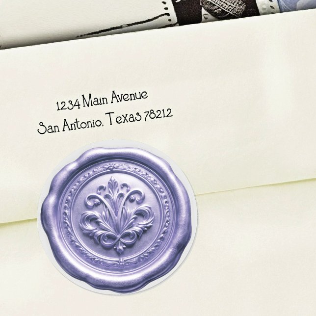 Adesivo Redondo Selo de Envelope de Cera Falsa Estilo 4 Roxo 3 (Criador carregado)