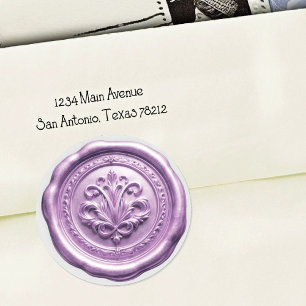 Adesivo Redondo Selo de Envelope de Cera Falsa Estilo 4 Roxo 4