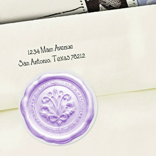 Adesivo Redondo Selo de Envelope de Cera Falsa Estilo 4 Roxo 9