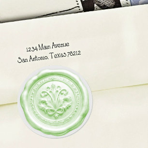 Adesivo Redondo Selo de Envelope de Cera Falsa Estilo 4 Verde 13 A