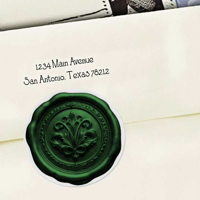Adesivo Redondo Selo de Envelope de Cera Falsa Estilo 4 Verde 2 Ad (Criador carregado)
