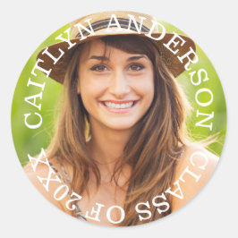 Adesivo Redondo Selo de Envelope de Classe de Graduação em Círculo