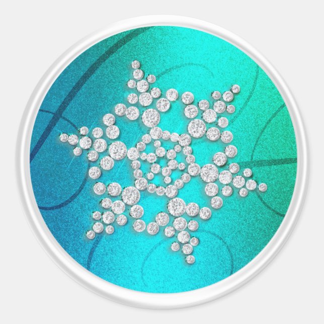 Adesivo Redondo Selo de Envelope de Cristal Verde Azul (Frente)