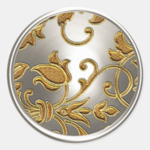 Selo de envelope de Damasco Dourado e Prateado