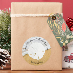 Adesivo Redondo Selo de Envelope de Dólar de Natal e Ano Novo