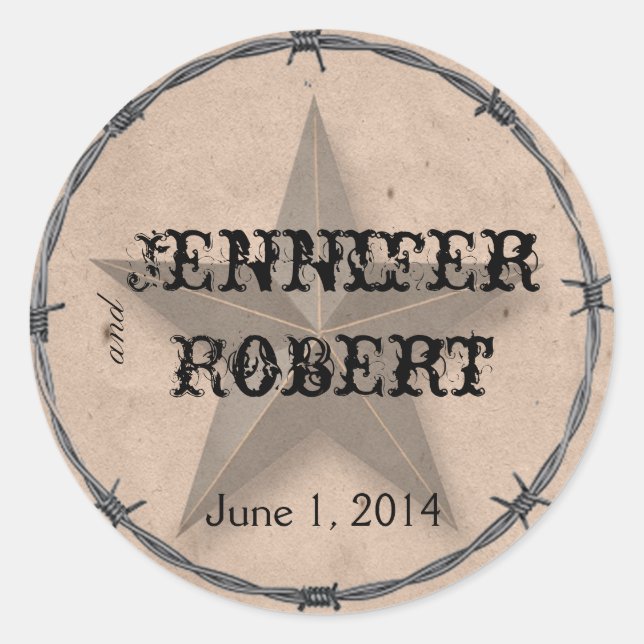 Adesivo Redondo Selo de Envelope de Fio de Barbed Western (Frente)