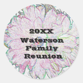 Adesivo Redondo Selo de Envelope de Flor Artística de Reunião de F