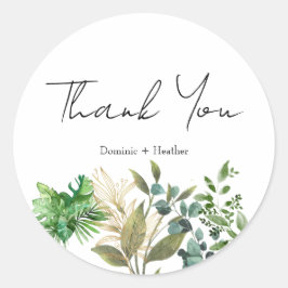Adesivo Redondo Selo de Envelope de Folha Botânica Elegante