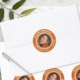 Adesivo Redondo Selo de Envelope de Graduação de Foto Moderna Lara