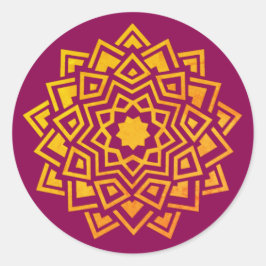 Adesivo Redondo Selo de Envelope de Mandala em Ouro Rosa Moderno I