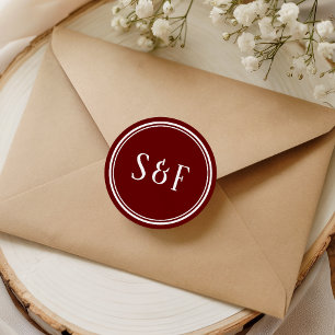 Adesivo Redondo Selo de envelope de monograma Marrom elegante