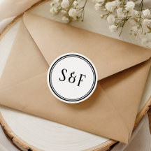 Selo de Envelope de Monograma Preto e Branco Elega