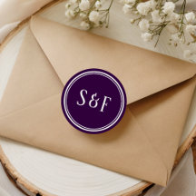 Selo de envelope de monograma roxo escuro