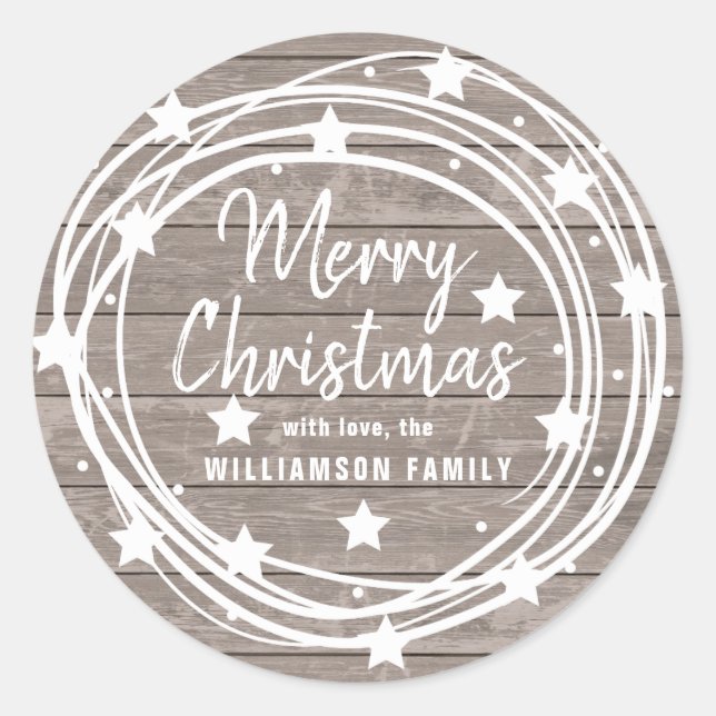 Adesivo Redondo Selo de Envelope de Natal Feliz da Rússia (Frente)