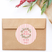 Selo de Envelope de Natal Rosa | Feliz Natal Flo