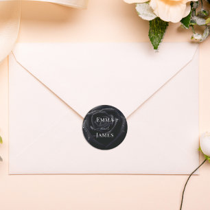 Adesivo Redondo Selo de Envelope de Noite de Rosa Floral Elegante