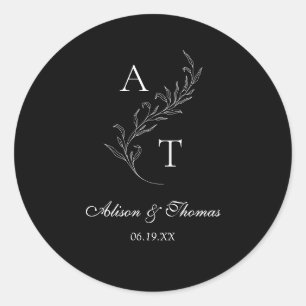 Adesivo Redondo Selo de Envelope de Noiva com Monograma de Folha C