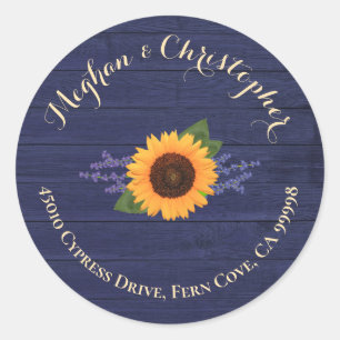 Adesivo Redondo Selo de Envelope de Regresso de Sunflower