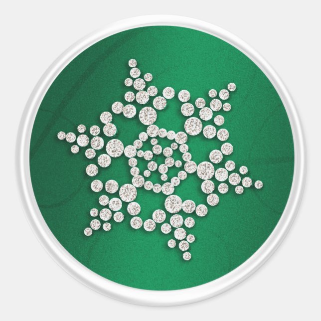 Adesivo Redondo Selo de Envelope do Cristal Emerald Crystal Snowfl (Frente)
