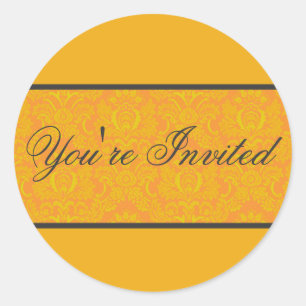 Adesivo Redondo Selo de Envelope do Damasco Laranja