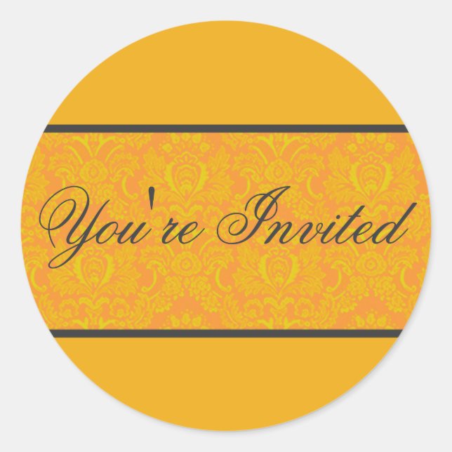 Adesivo Redondo Selo de Envelope do Damasco Laranja (Frente)