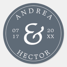 Adesivo Redondo Selo de Envelope do Marinho Monograma Elegante