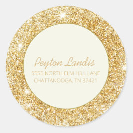 Adesivo Redondo Selo de Envelope do Script Glitter Dourado