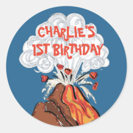 Adesivo Redondo Selo de Envelope do Vinheta de Vulcão Cortado