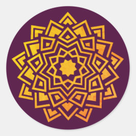 Adesivo Redondo Selo de Envelope Dourado com Mandala de Ameixa Mod