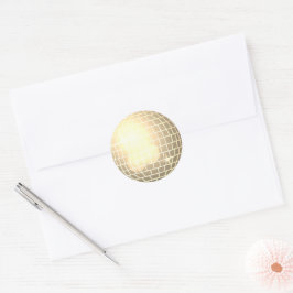 Adesivo Redondo Selo de Envelope Dourado do Disco Ball Retro 70s