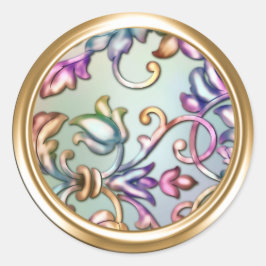 Adesivo Redondo Selo de envelope Dourado e arco-íris