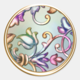 Adesivo Redondo Selo de envelope Dourado e arco-íris