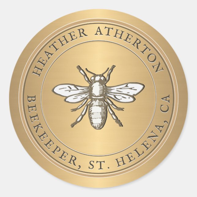 Adesivo Redondo Selo de Envelope Dourado Metálico de Mel Heráldico (Frente)