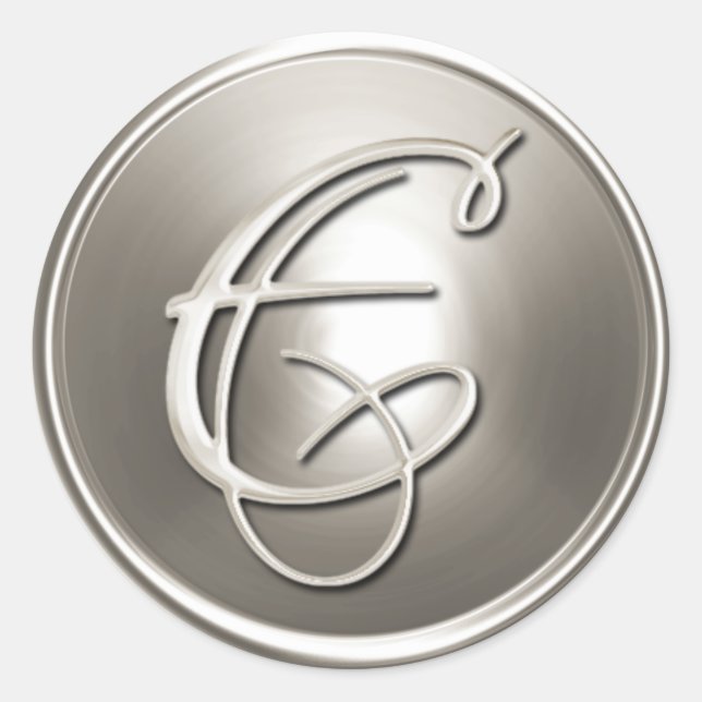 Adesivo Redondo Selo de Envelope E Silver Monograma (Frente)