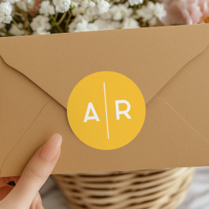 Adesivo Redondo Selo de Envelope Elegante Minimalista Amarelo, Cas