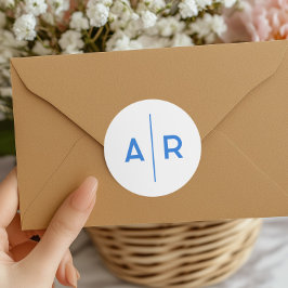 Adesivo Redondo Selo de Envelope Elegante Minimalista Azul, Casame