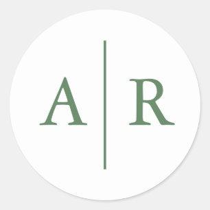 Adesivo Redondo Selo de Envelope Elegante Minimalista Verde, Casam