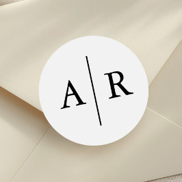 Adesivo Redondo Selo de Envelope Elegante Preto e Branco, Casament