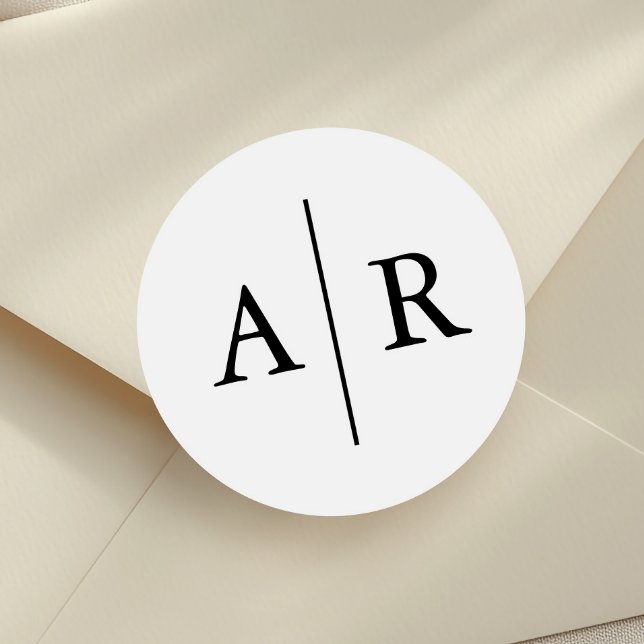 Adesivo Redondo Selo de Envelope Elegante Preto e Branco, Casament (Criador carregado)