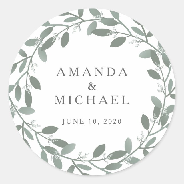 Adesivo Redondo Selo de Envelope Eucalyptus Elegante (Frente)