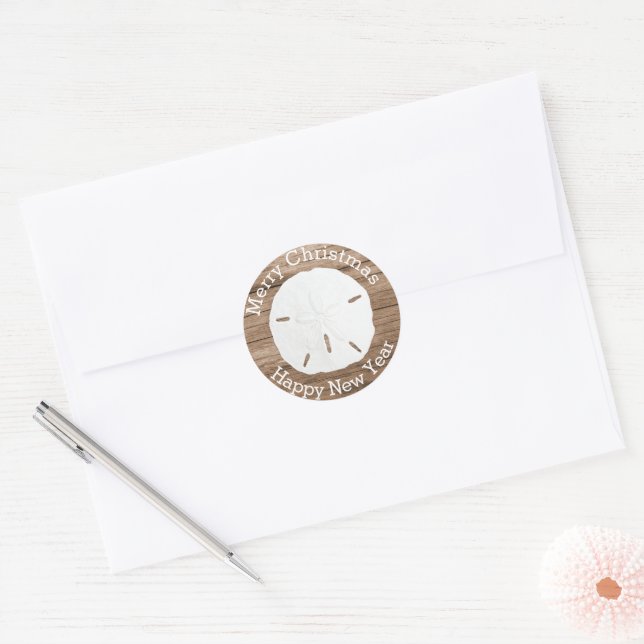 Adesivo Redondo Selo de Envelope Feliz Natal Dólar de Areia (Envelope)