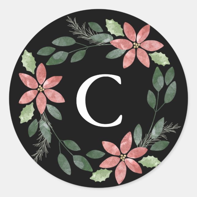 Adesivo Redondo Selo de Envelope Feriado Floral (Frente)