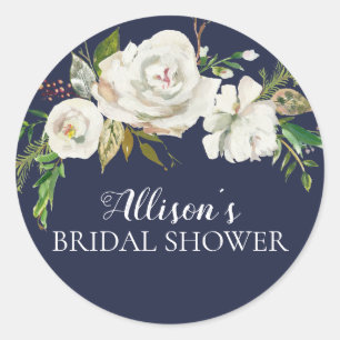 Adesivo Redondo Selo de Envelope Floral Branco