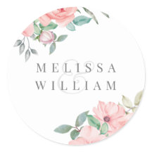 Selo de Envelope Floral de Blush Elegante