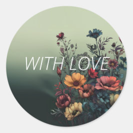 Adesivo Redondo Selo de Envelope Floral Teal Elegante