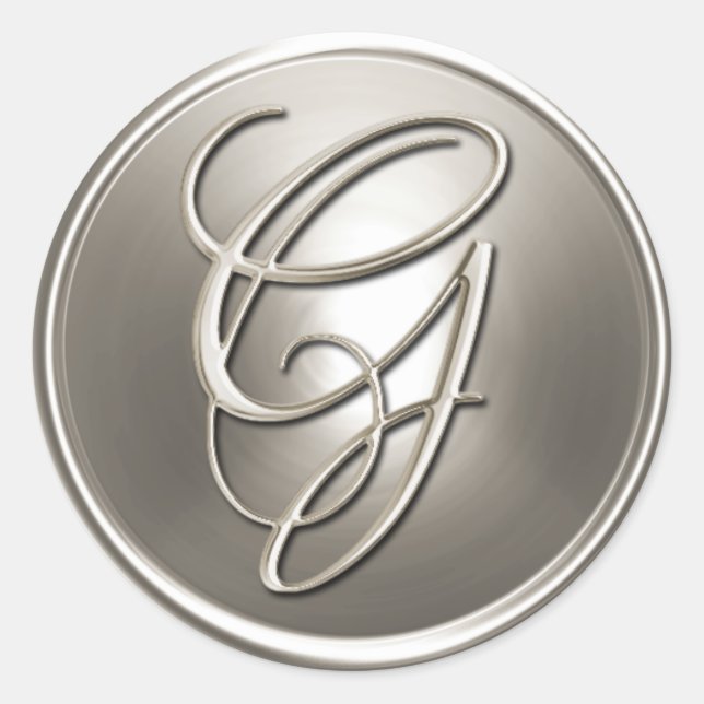 Adesivo Redondo Selo de Envelope G Silver Monograma (Frente)