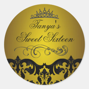 Adesivo Redondo Selo de envelope Gold Damask & Swirl Sweet 16
