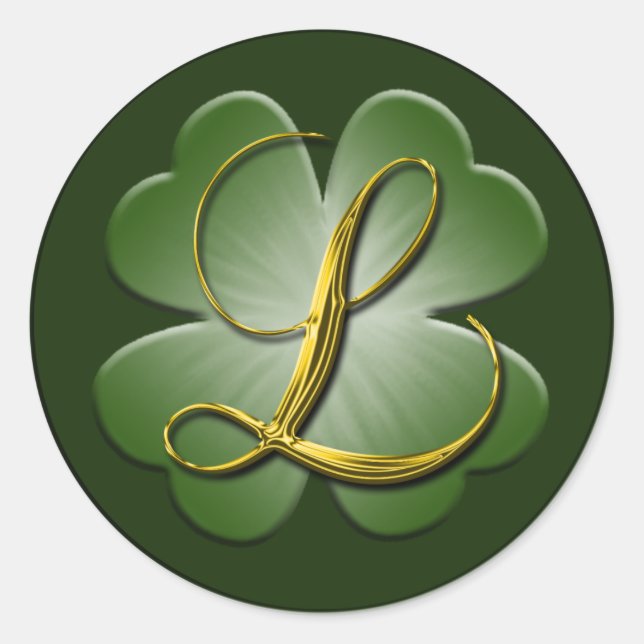 Adesivo Redondo Selo de Envelope L para Casamento Irlandês (Frente)