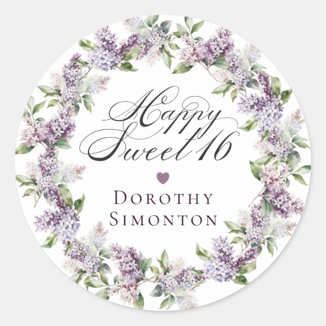 Adesivo Redondo Selo de Envelope Lilac Púrpura 16 Docinho (Frente)